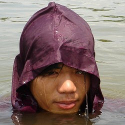 wet anorak swim test in lake